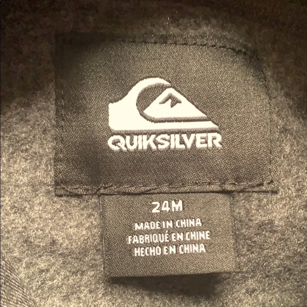 QUICKSILVER Heather Black Chopped Toddler Hoodie 24 M Boy